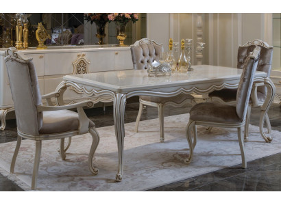 Klassisches Esstisch 4x Stühle Esszimmer Gruppe Tisch Tische Sitzgruppe 5tlg