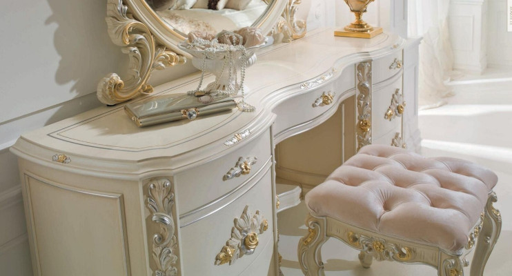 Schminktisch Frisiertisch Konsolentisch Schminkkommode Schlafzimmer Luxus Beige