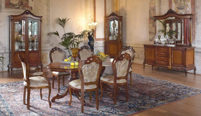 Edle Vitrine Antik Stil Barock Rokoko Wohnzimmer Klassisch Glas Schrank