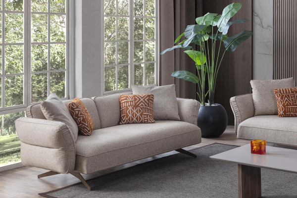 Luxus Modern Wohnzimmer Set 4tlg. 4+3 sitzer Sessel und couchtisch neu