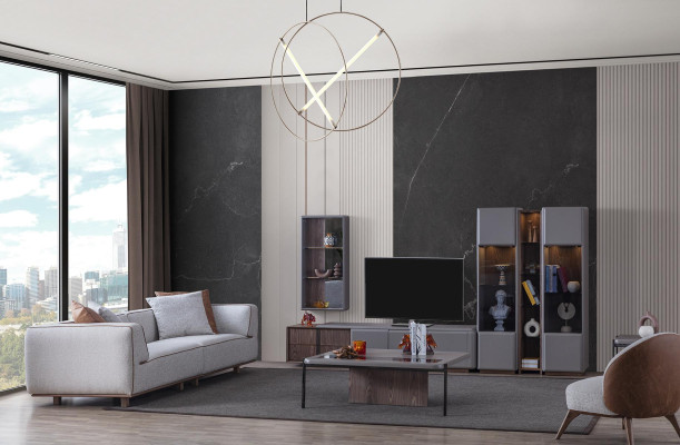 Designer Wohnzimmer Set 7tlg. Modern Wohnwände Wohnzimmer Wandschrank