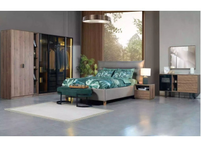 Schlafzimmer Set Loft Design Bett Schrank Betten Kommode Nachttisch 5tlg