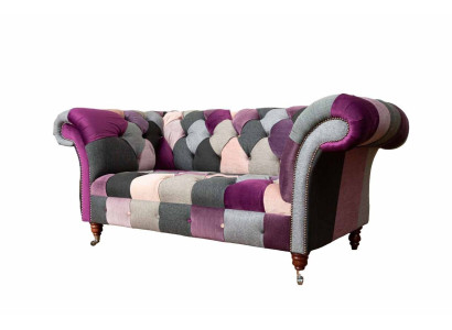 Chesterfield Stoffsofa Couch Polster Design 2 Sitzer Textil Sofas Grau