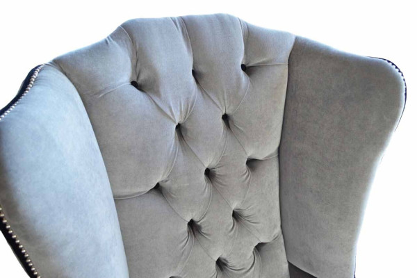 Ohrensessel Chesterfield 1 Sitzer Sessel Textil Polster Sofa Couch Neu