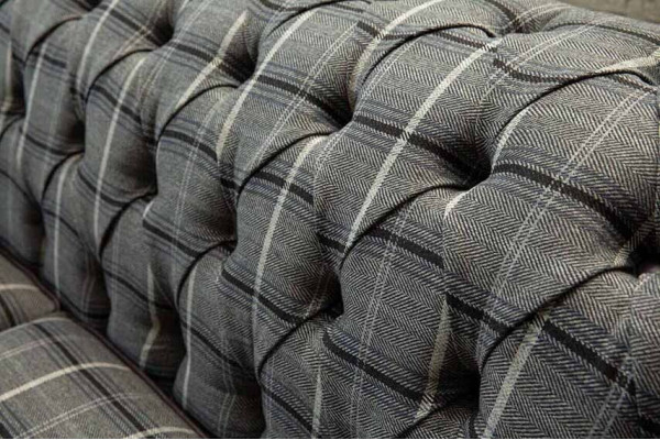 Sofa 3 Sitz Sofas Textil Couchen Design Möbel Dreisitzer Grau Chesterfield