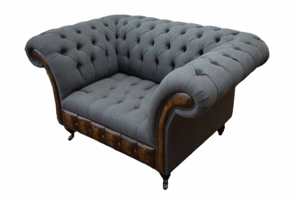 Design Chesterfield Stoff Couch Sessel 1.5 Sitzer Polster Sofas Lounge