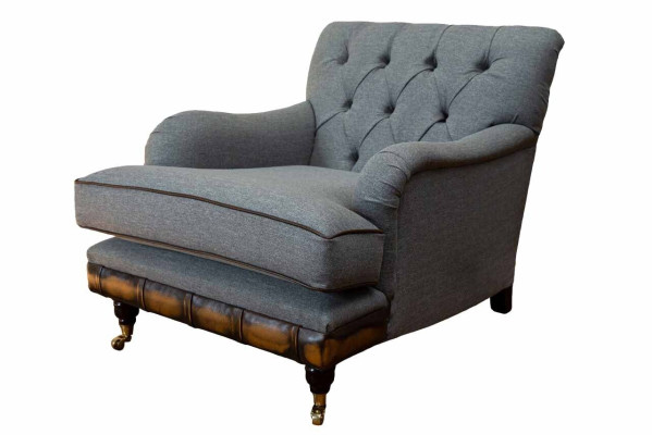 Sessel Ohrensessel Sitzer Stoff Luxus Wohnzimmer Klassisch Chesterfield