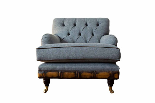 Sessel Ohrensessel Sitzer Stoff Luxus Wohnzimmer Klassisch Chesterfield