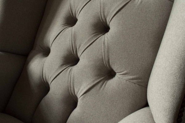 Grauer Ohrensessel Sessel Design Polster Chesterfield Textil Wohnzimmer