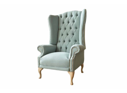 Ohrensessel Sessel Design Polster Weiß Couch Chesterfield Textil Neu