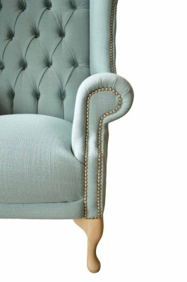 Ohrensessel Sessel Design Polster Weiß Couch Chesterfield Textil Neu