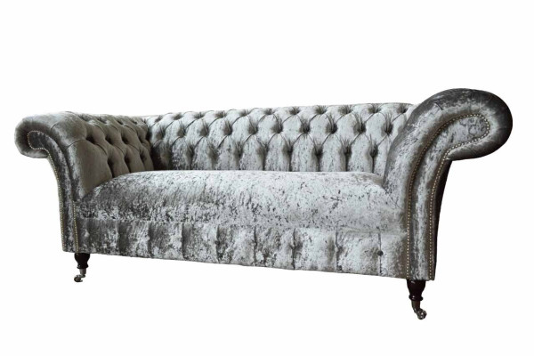 Chesterfield Design Sofa Couch 2 Sitzer Polster Grau Sofas Couchen Neu