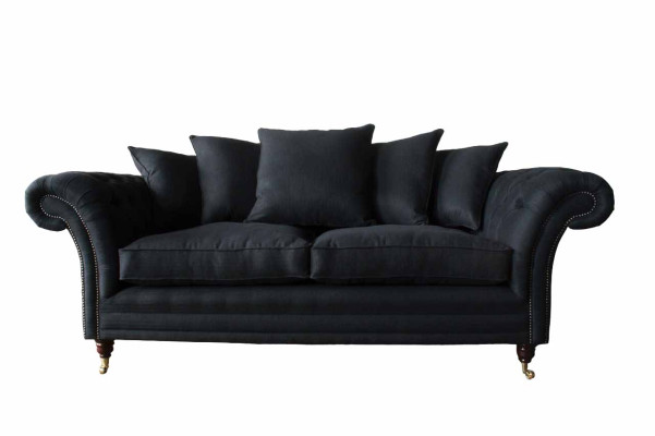 Sofa Textil Stoff 3 Sitzer Couch Designer Sitz Polster Schwarz xxl big