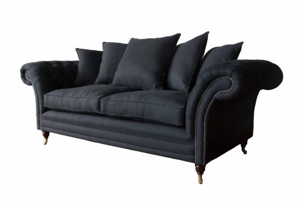 Sofa Textil Stoff 3 Sitzer Couch Designer Sitz Polster Schwarz xxl big