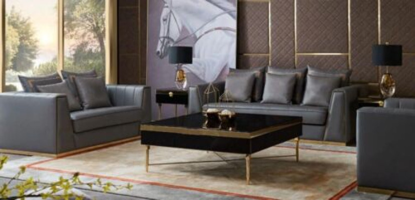 Luxus Möbel Sofagarnitur Couch Sofa Polster 3 2 1 Sitzer mit Couchtisch