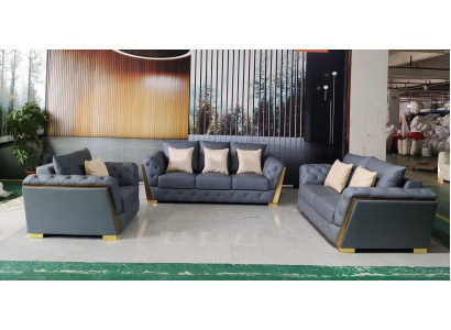 Sofagarnitur Chesterfield Couch Set 3+2+1 Stoff Sofa Couchen 3tlg. Möbel