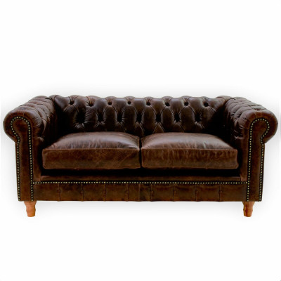 Design Leder Sofa Couch - Chesterfield Polster Dreisitzer 220cm