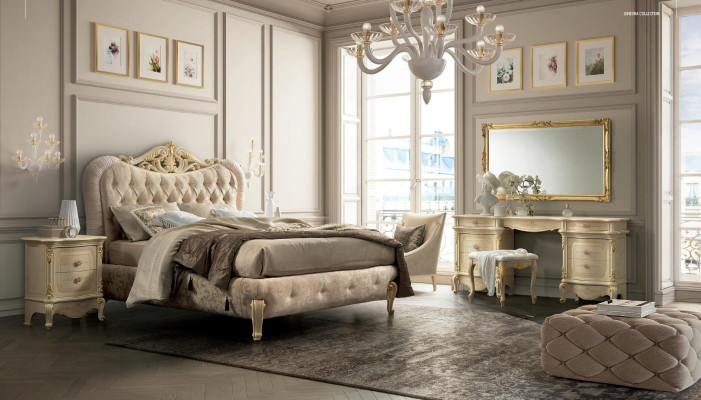 Luxus Chesterfield Bett Betten Polsterbett Doppel Italienisches Schlafzimmer Neu