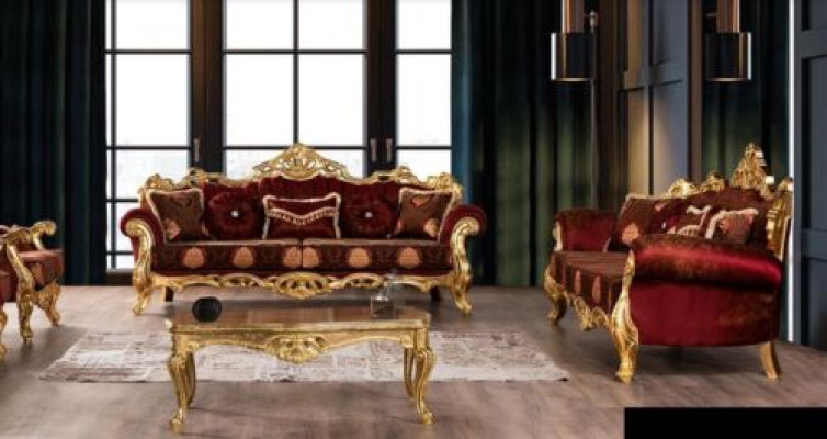 Sofagarnitur 3+3 Sitzer Luxus Set Dreisitzer Garnitur Sofas Stoff Barock Gruppe