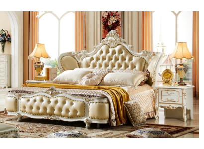 Betten Chesterfield Beige 180x200cm Schlafzimmer Bett Leder Neu
