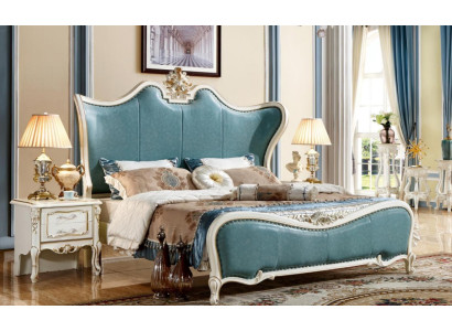 Exklusive Schlafzimmer Betten Möbel Turkis Barock Rokoko Holz Bett Neu