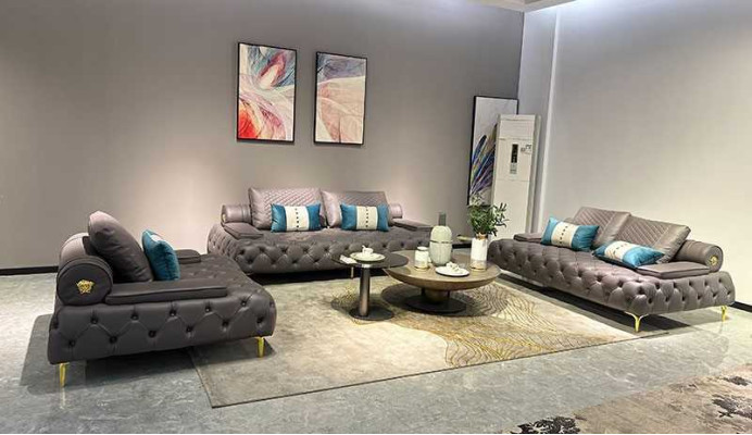 Sofa 3 Sitzer Möbel Leder Dreisitzer Sofas Wohnzimmer Stil 3er Chesterfield