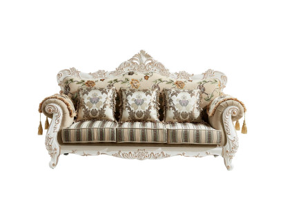 Sofa 3 Sitzer Beige Elegantes Polster Stoff Wohnzimmer Klassische Design