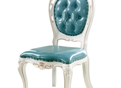 Stuhl Blau Luxus Esszimmer Polster Leder Elegantes Stühle Klassische