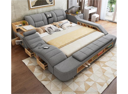 Design Leder Betten Hotel Doppel Neu Multifunktions Bett Bluetooth Boxen