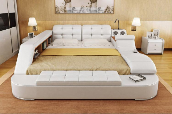 Bett Doppel Leder Polster Betten Multifunktion mit Massagefunktion Neu