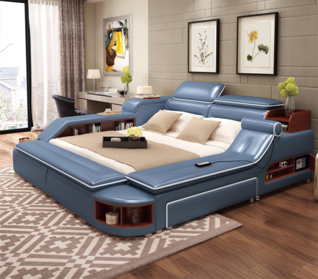 Moderne Hotel Multifunktion USB Sound Doppel Design Leder Bett Polster