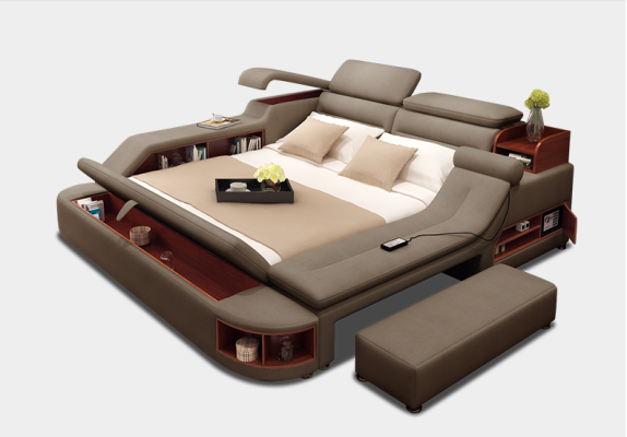 Moderne Hotel Multifunktion USB Sound Doppel Design Leder Bett Polster