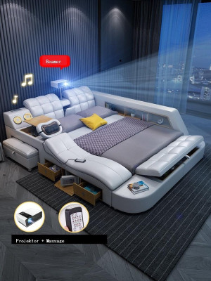 Bett Multifunktion Betten tv beamer usb led Massage Funktion Hotel Luxus