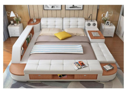 Multifunktion Schlafzimmer Liege Regale Luxus Bett Leder Betten 180x200