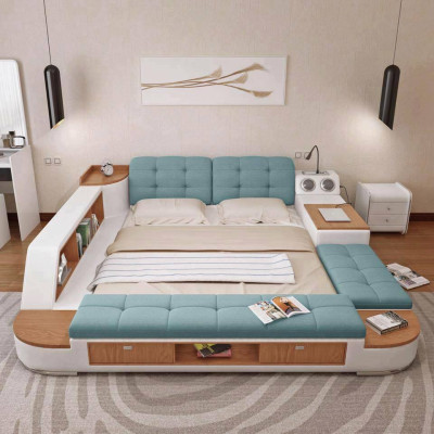 Multifunktion Schlafzimmer Liege Regale Luxus Bett Leder Betten 180x200