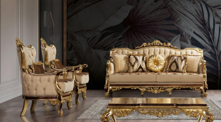Garnitur Sofagarnitur 3+1+1 Sitz Sofa Sofas Sessel Luxus Set Design Barock Couch