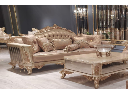 Sitz Dreisitzer Sofa 3 Sitzer Klassische Couch Sofas Stoff Stil Barock Samt Neu