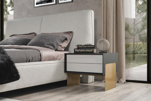 Schlafzimmer Set Bett 2x Nachttische Kleiderschrank Luxus neu 4tlg.Holz 