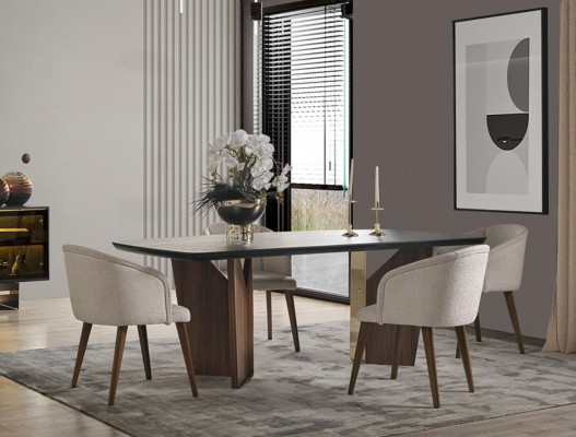 Tisch 6x Stühle 7tlg Esszimmer Holztisch Esszimmer Set Gruppe neu Design