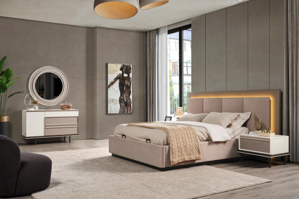 Schlafzimmer Set Bett 2xNachttische Schminktisch Luxus neu 5tlgDesign