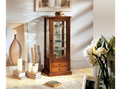 Wohnzimmer Möbel Anrichte Massive Holz Vitrinen Glas Schrank Echtholz Vitrine