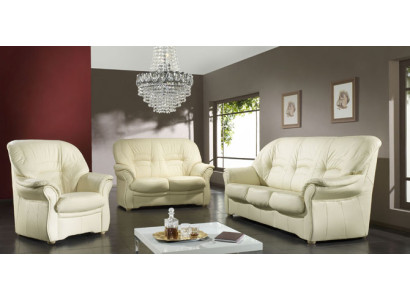 Klassische Wohnzimmer Garnitur 3+1+1 100% Vollleder Couch Sitz Deko Sofa