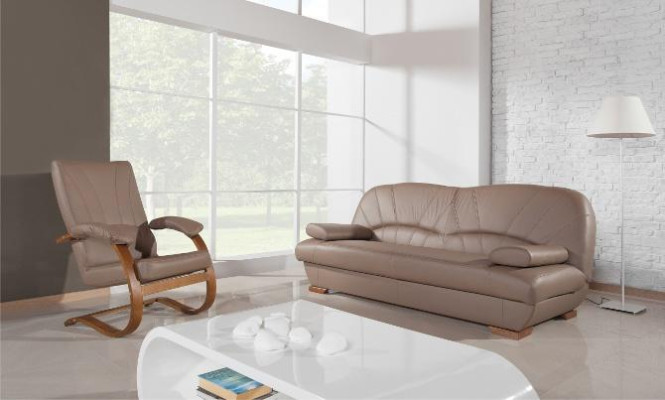 Klassische Wohnzimmer Garnitur 3+1+1 100% Vollleder Couch Sitz Sofa
