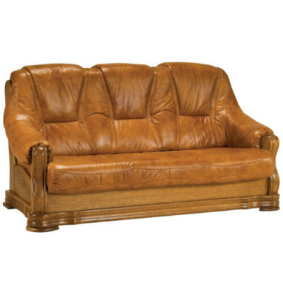 Holz Sofa 3 Sitzer Polster Designer Couchen Garnitur SL Sofa Dreisitzer Leder