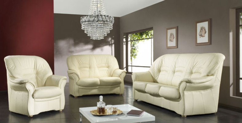 Sofagarnitur Echtleder Sofa 3+2 Sitz Modernes Design Polster Garnitur Set