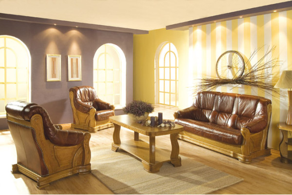 Antik Stil Ledersofa Couch Sofagarnitur 3+1+1 Sitzer Italienisches Leder Polster