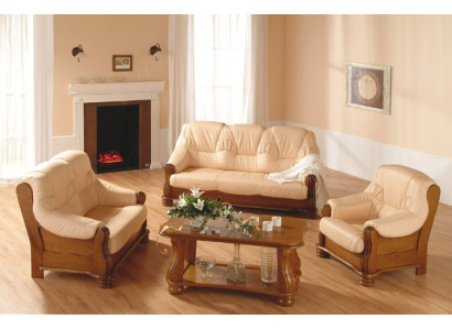 Sofagarnitur Ledersofa Männer Club Sofa Couch Polster Sitz 3+1+1 Komplett