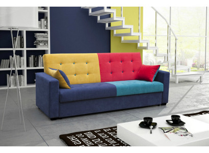 Schlafsofa Stoff Sofa Couch Textil Polster Garnitur Bettfunktion 3 Sitz Neu