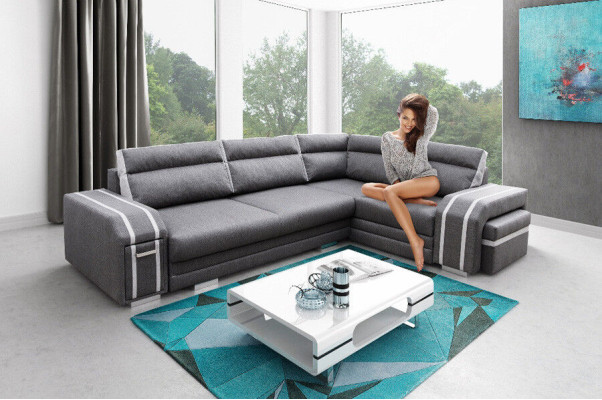 Sofa Schlafsofa Designer Sofa mit Bettfunktion - Bettkasten Ecksofa Couch Sofas