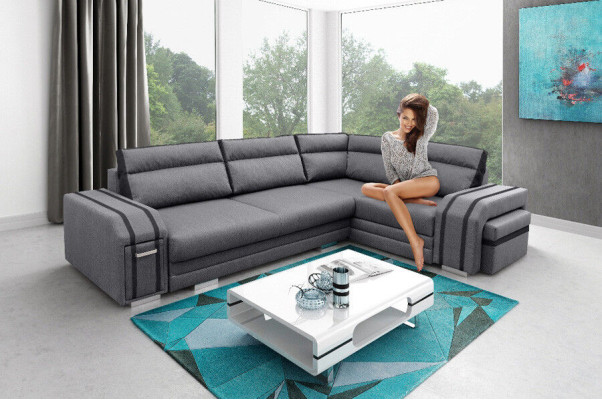 Sofa Schlafsofa Designer Sofa mit Bettfunktion - Bettkasten Ecksofa Couch Sofas